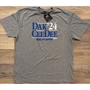 NFL Dak Prescott CeeDee Lamb Dak'24 Here We Goooo Men's Gray T-Shirt XL NWT